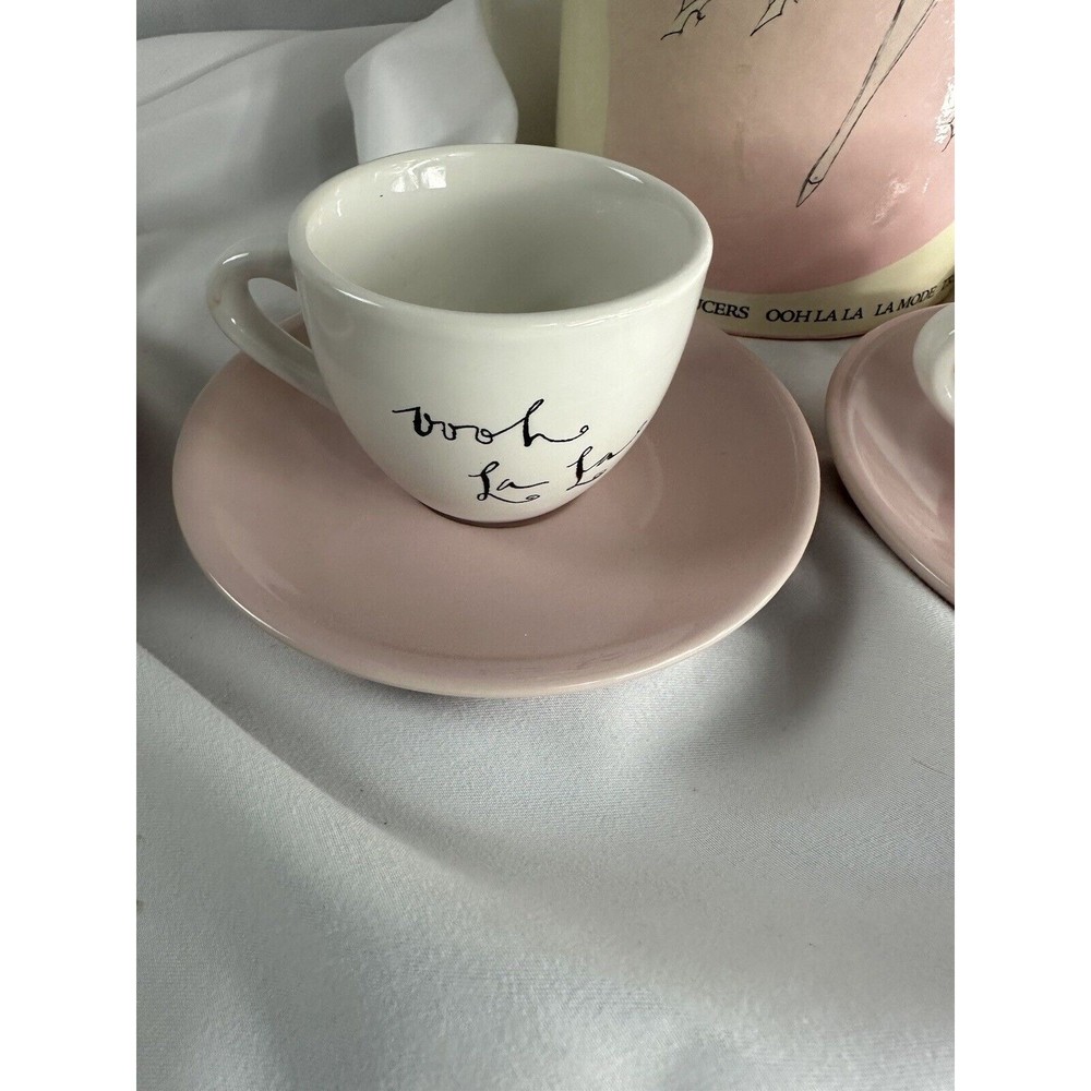 Ooh La La Espresso Cups And Saucers Set Of 4 ROSANNA French Style Retro Style - Picture 8 of 16